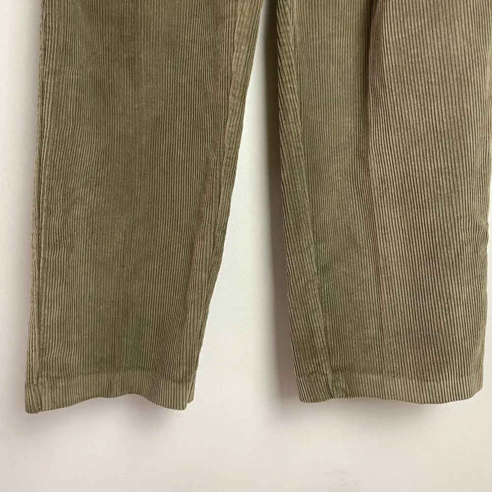JCrew Pleated Corduroy Pants Trousers Sz 33 Preppy Quiet Luxury Academia Cotton